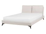 Bett mit Lattenrost Chenillegewebe MELLE 140 x 200 cm Hellbeige