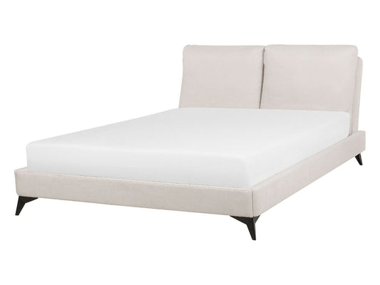 Bett mit Lattenrost Chenillegewebe MELLE 140 x 200 cm Hellbeige