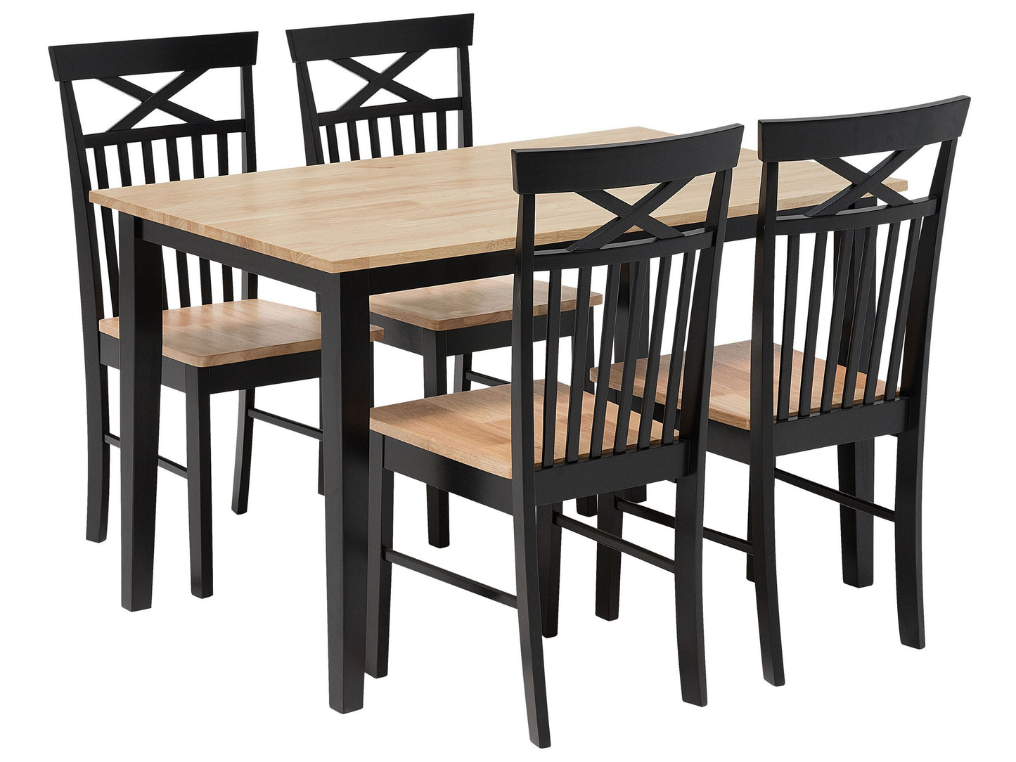 Esszimmer Set HOUSTON Holz Braun / Schwarz 4-Sitzer