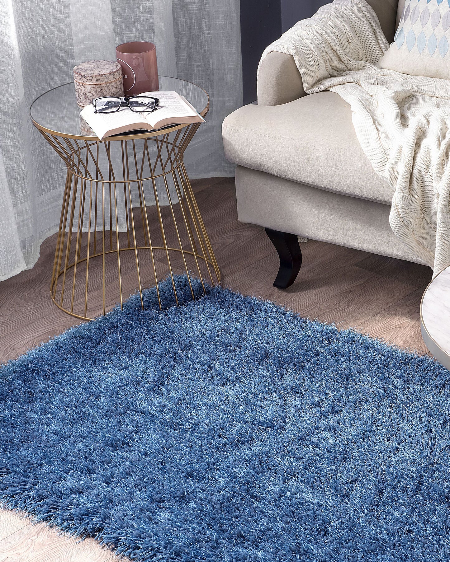 Teppich blau 80 x 150 cm Shaggy CIDE