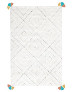 Teppich Baumwolle weiss 140 x 200 cm geometrisches Muster Shaggy KARTAL