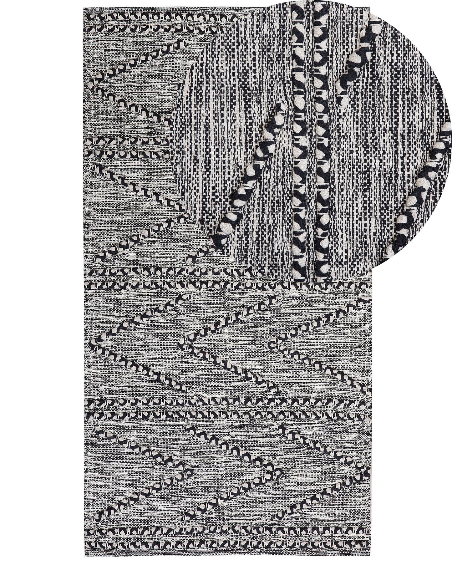 Teppich Baumwolle schwarz / weiss 80 x 150 cm Kurzflor TERMAL