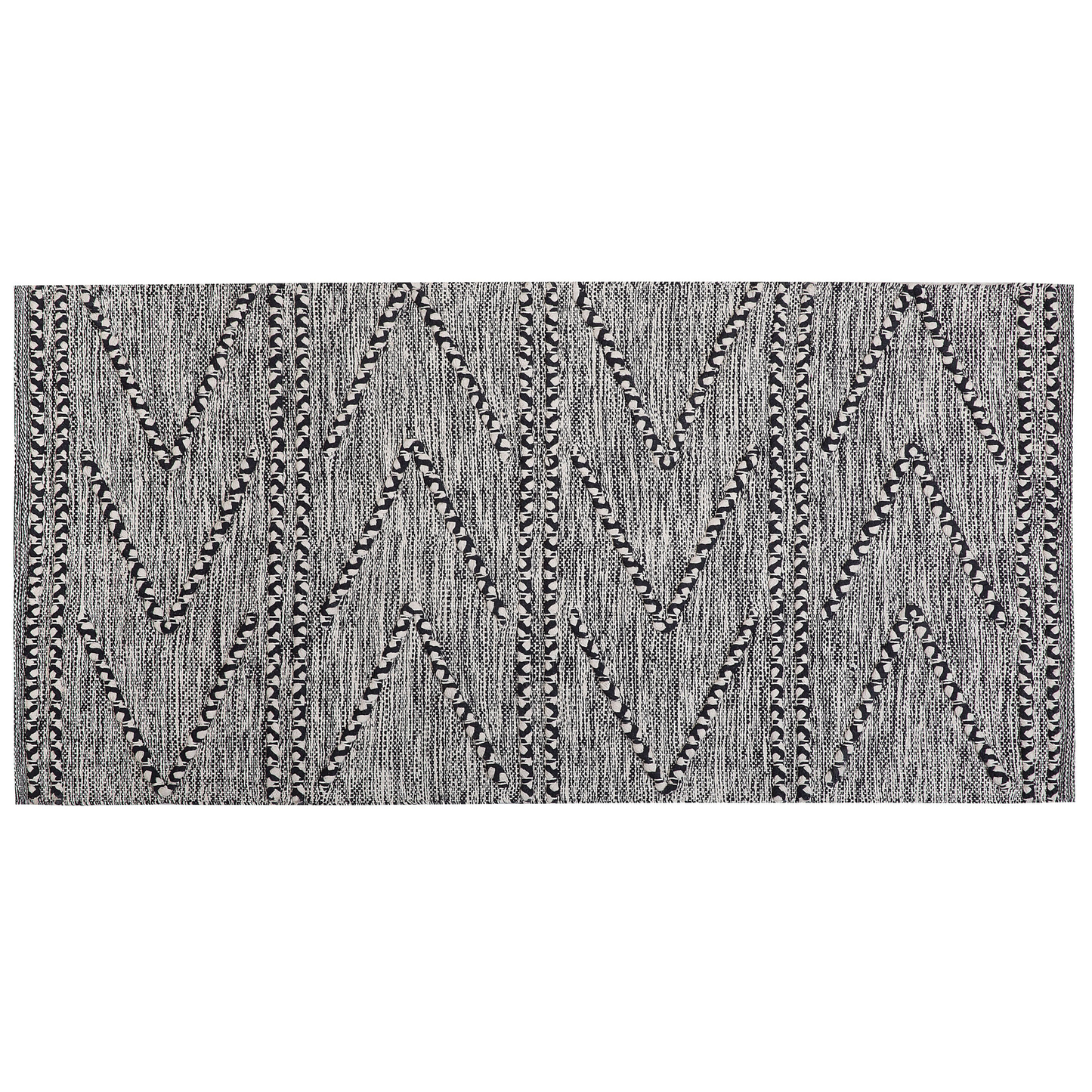 Teppich Baumwolle schwarz / weiss 80 x 150 cm Kurzflor TERMAL