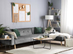 4-Sitzer Ecksofa Samtstoff grau linksseitig mit Schlaffunktion VADSO