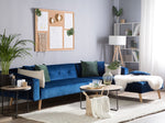 4-Sitzer Ecksofa Samtstoff blau linksseitig mit Schlaffunktion VADSO