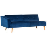 4-Sitzer Ecksofa Samtstoff blau linksseitig mit Schlaffunktion VADSO