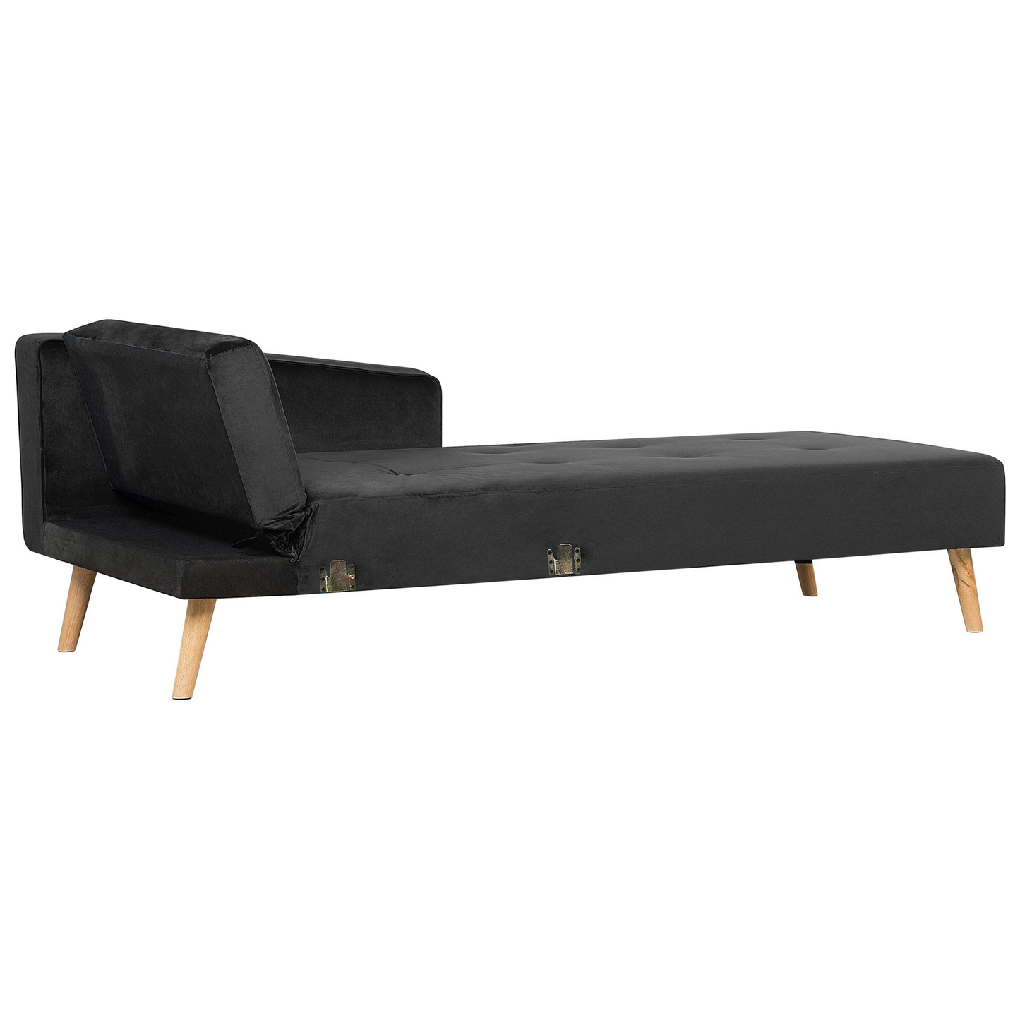 Ecksofa mit Schlaffunktion Samtstoff schwarz linksseitig VADSO