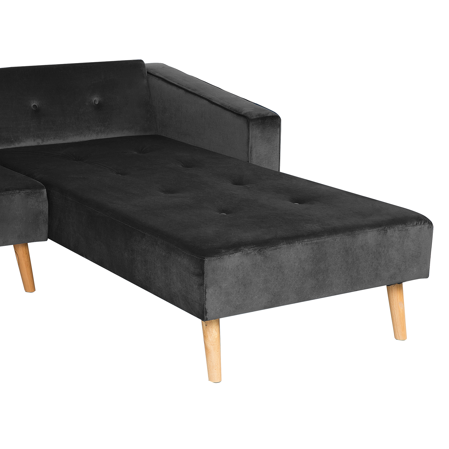 Ecksofa mit Schlaffunktion Samtstoff schwarz linksseitig VADSO