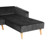 Ecksofa mit Schlaffunktion Samtstoff schwarz linksseitig VADSO
