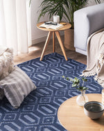 Teppich marineblau 160 x 230 cm geometrisches Muster Kurzflor ADATEPE