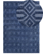 Teppich marineblau 160 x 230 cm geometrisches Muster Kurzflor ADATEPE