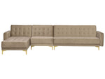Ecksofa ABERDEEN Sandbeige Samtstoff Rechtsseitig