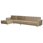 Ecksofa ABERDEEN Sandbeige Samtstoff Rechtsseitig