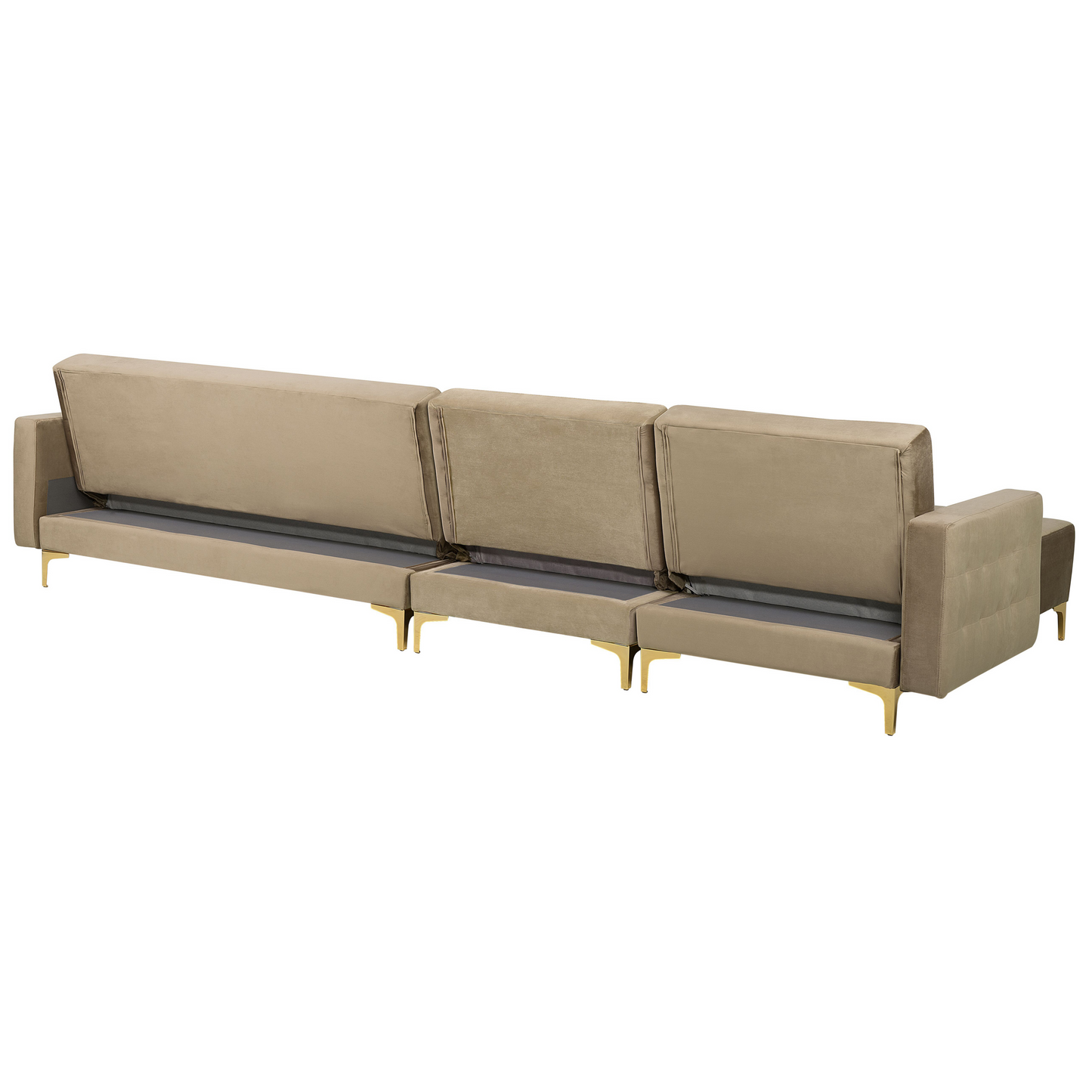 Ecksofa ABERDEEN Sandbeige Samtstoff Rechtsseitig