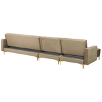 Ecksofa ABERDEEN Sandbeige Samtstoff Rechtsseitig