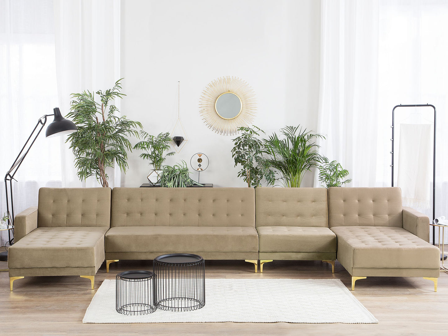 Wohnlandschaft ABERDEEN Sandbeige Samtstoff Universal