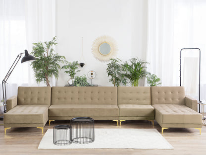 Wohnlandschaft ABERDEEN Sandbeige Samtstoff Universal