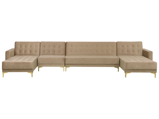 Wohnlandschaft ABERDEEN Sandbeige Samtstoff Universal