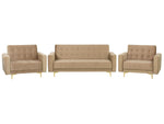 Sofa Set Samtstoff sandbeige 5-Sitzer ABERDEEN