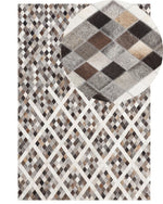 Teppich Kuhfell grau-braun 140 x 200 cm Patchwork Kurzflor AKDERE