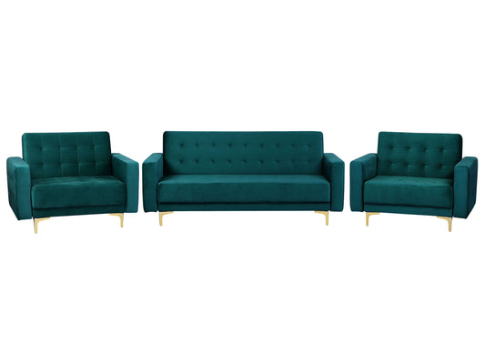 Sofa Set Samtstoff blaugrün 5-Sitzer ABERDEEN