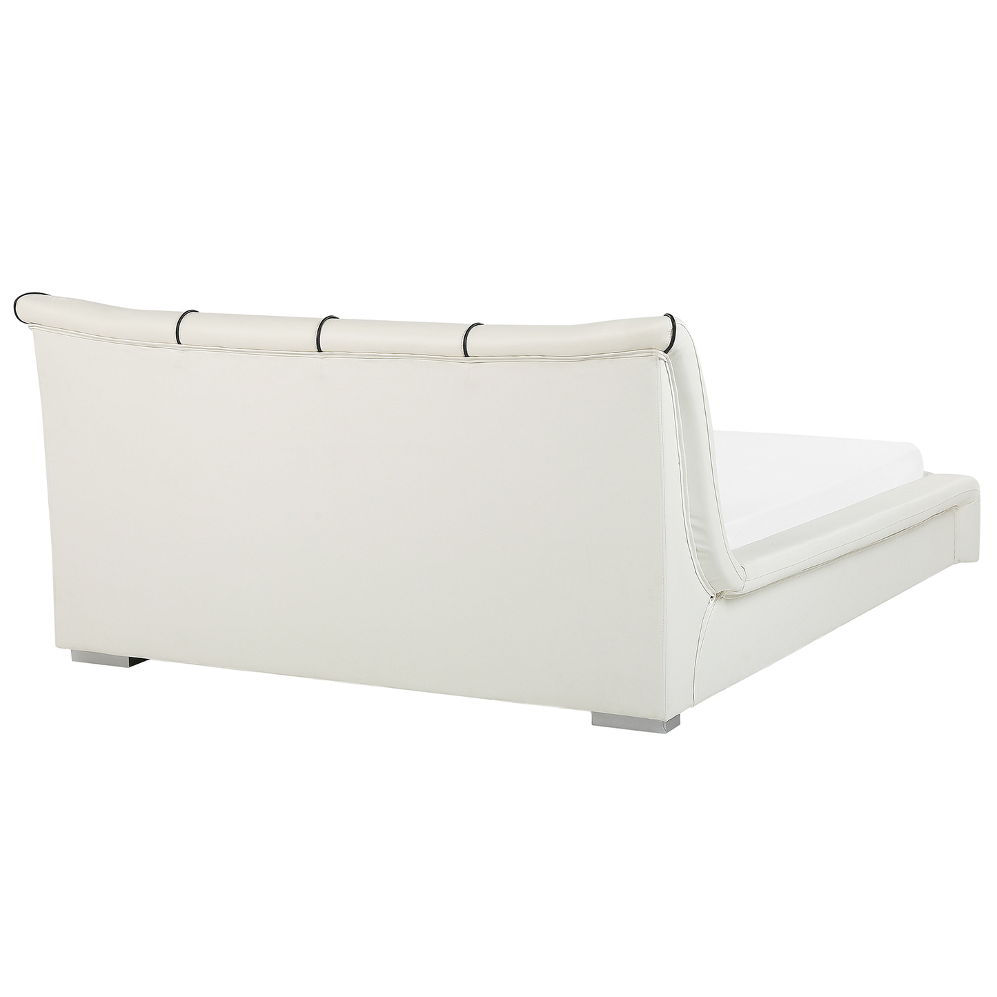 Bett mit LED Echtleder NANTES 140 x 200 cm LED Cremeweiss