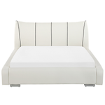 Bett mit LED Echtleder NANTES 140 x 200 cm LED Cremeweiss
