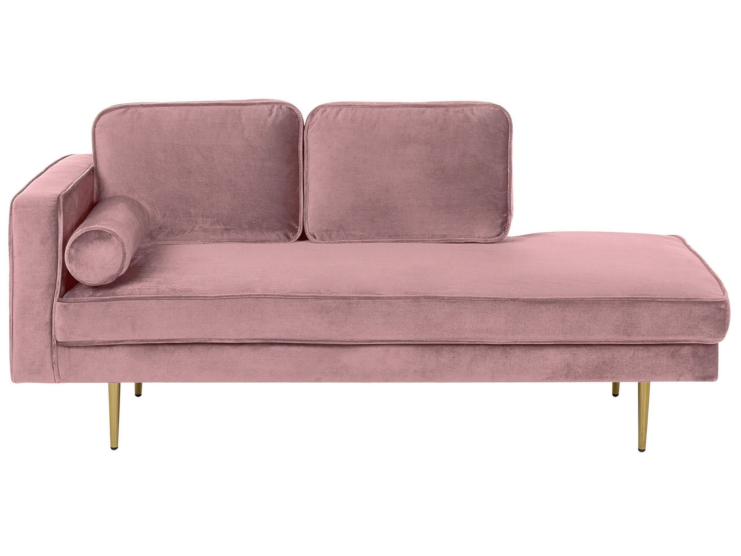 Chaiselongue Samtstoff rosa linksseitig MIRAMAS