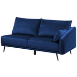 Ecksofa Samtstoff marineblau mit LED-Beleuchtung rechtsseitig VARDE