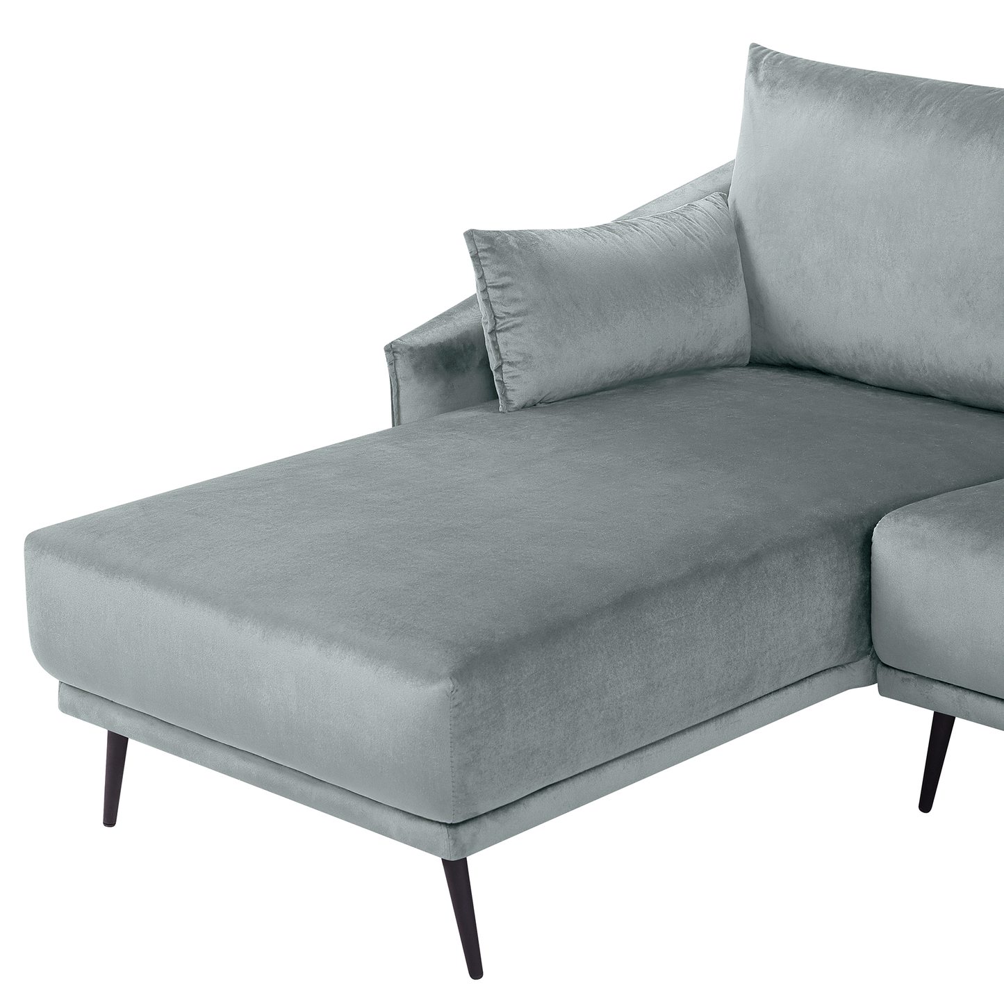 Ecksofa Samtstoff grau rechtsseitig VARDE