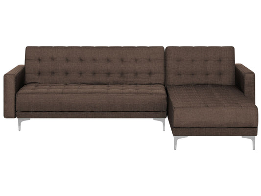 4-Sitzer Ecksofa dunkelbraun Schlaffunktion linksseitig ABERDEEN