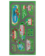 Kinderteppich grün 80 x 150 cm Stadt-Motiv Kurzflor TUTAK