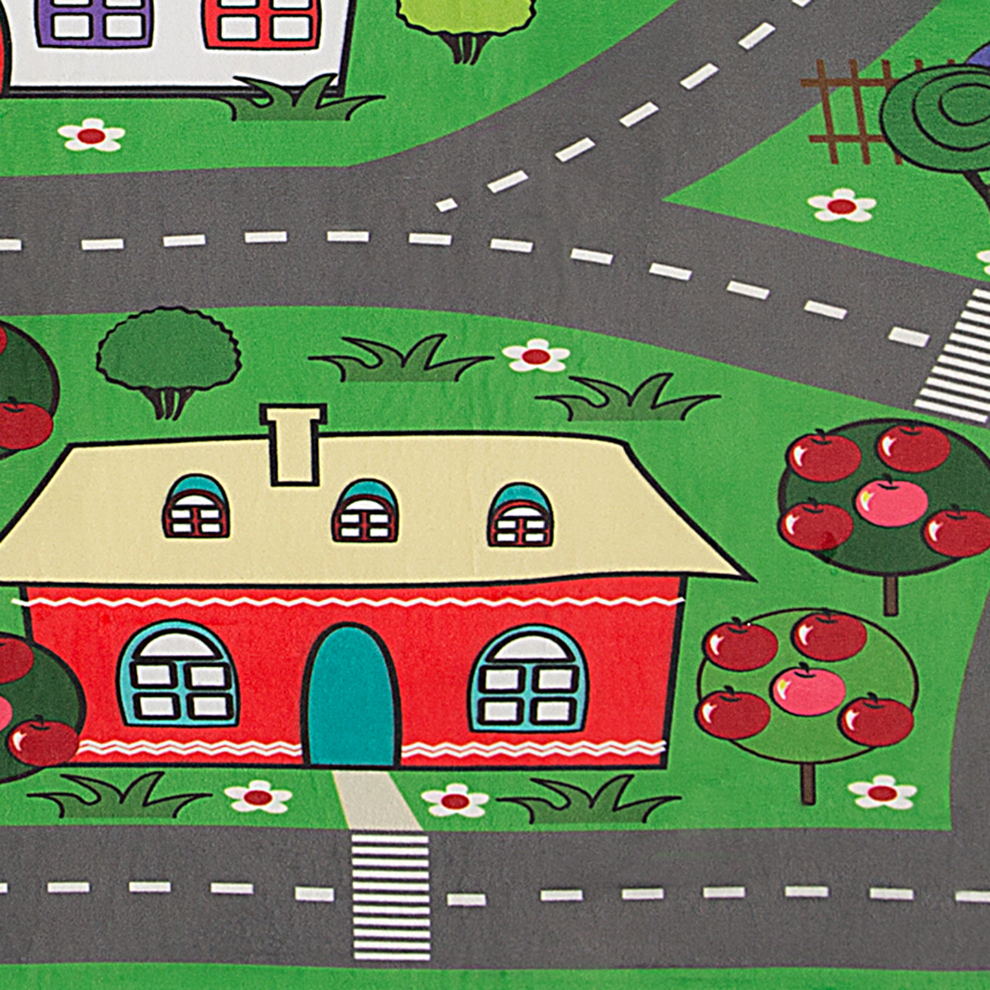 Kinderteppich grün 80 x 150 cm Stadt-Motiv Kurzflor TUTAK