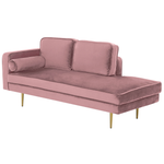 Chaiselongue Samtstoff rosa linksseitig MIRAMAS