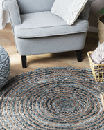 Teppich blau / beige ø 120 cm Patchwork Kurzflor MASLAK