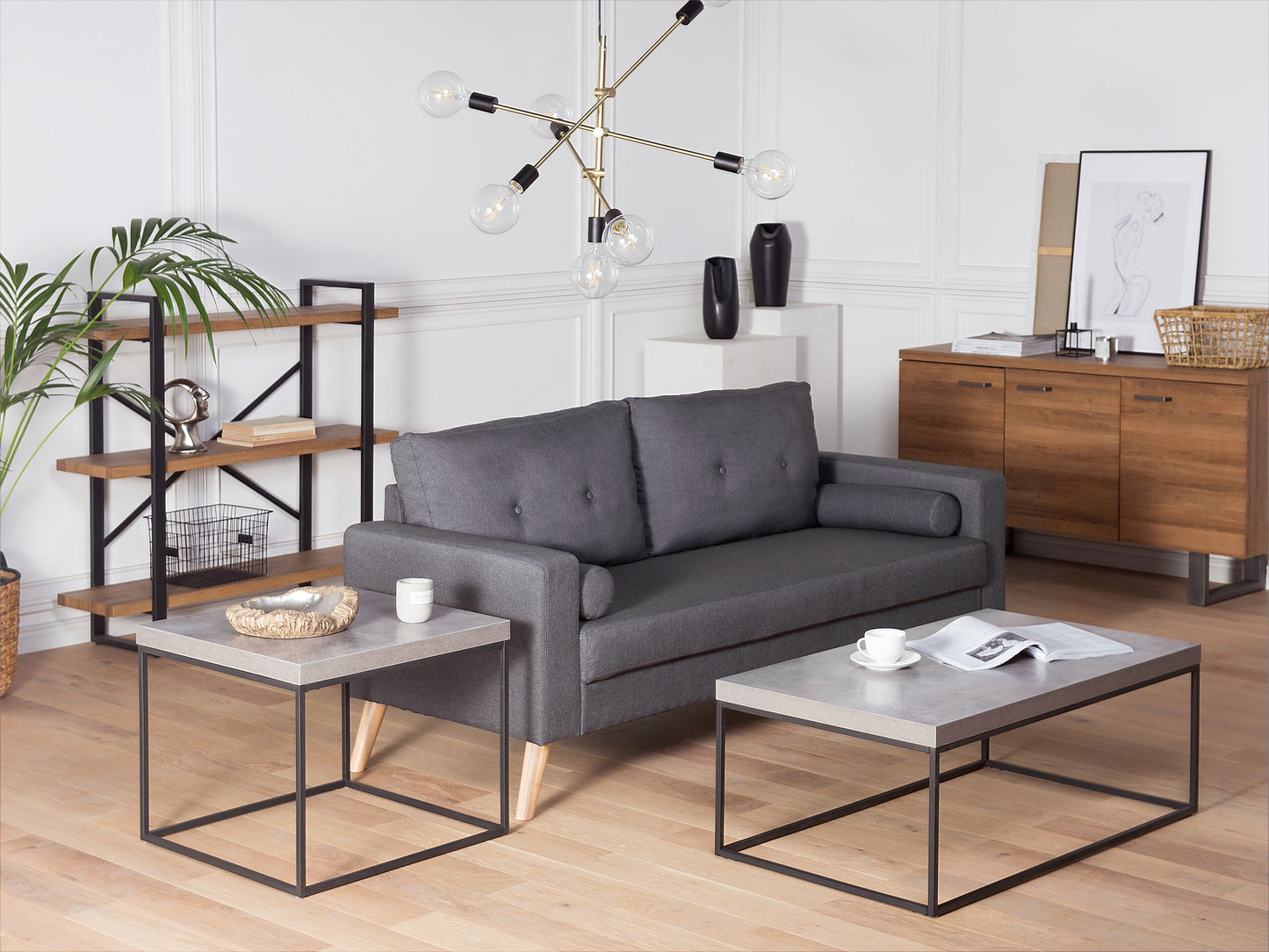 Beistelltisch Betonoptik / schwarz 60 x 60 x 50 cm DELANO