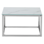 Couchtisch 2er Set Glas Marmor Optik weiss / silber quadratisch BREA