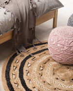 Teppich Jute beige / schwarz ⌀ 140 cm Kurzflor GOYNE