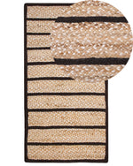 Teppich Jute-Baumwolle schwarz / beige 80 x 150 cm Kurzflor KARADONA
