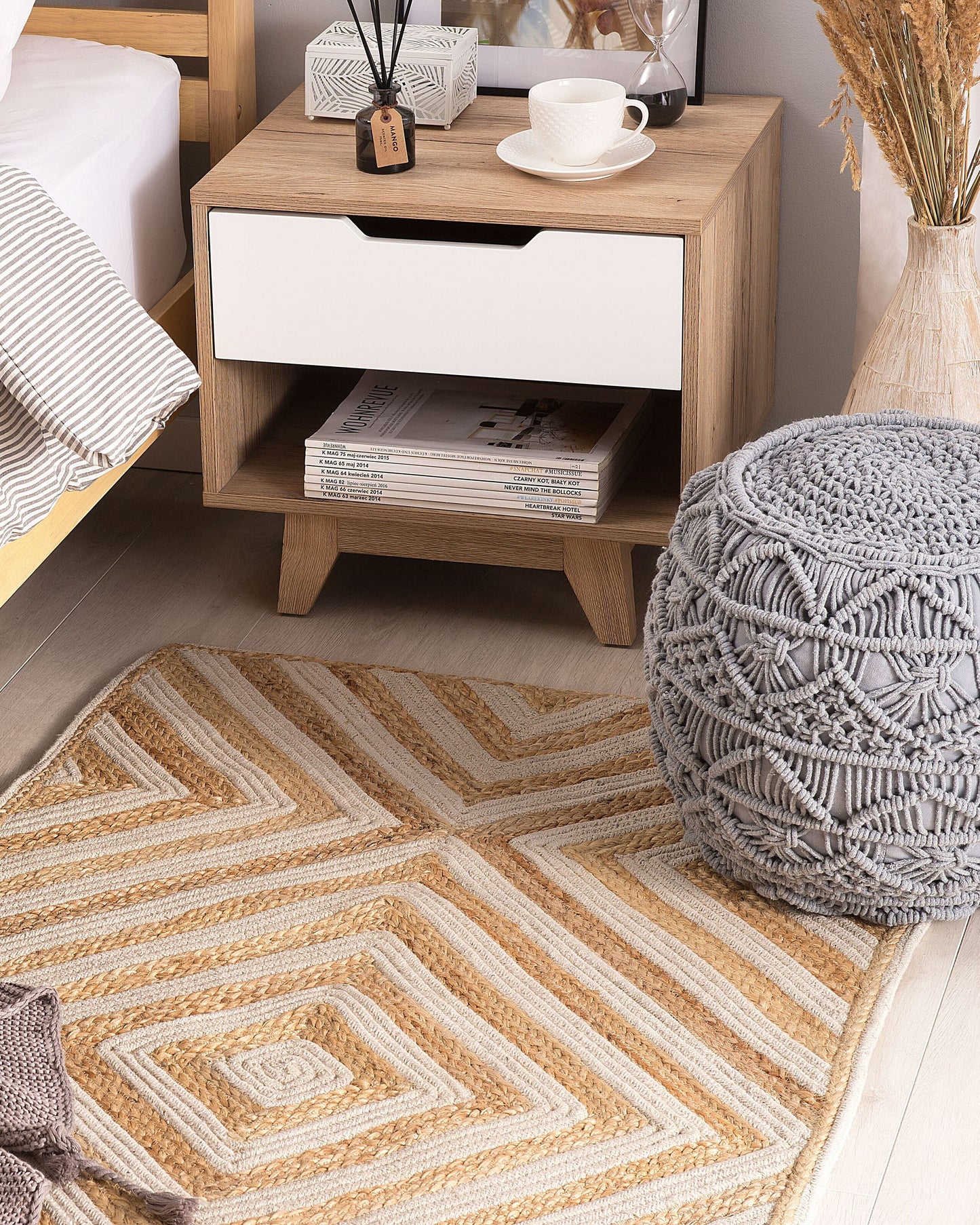 Teppich Jute-Baumwolle beige 80 x 150 cm Kurzflor PIRLI