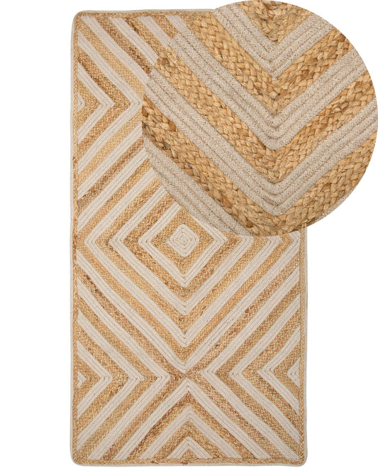 Teppich Jute-Baumwolle beige 80 x 150 cm Kurzflor PIRLI