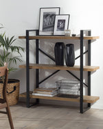Bücherregal mit 3 Fächern TIMBER 111 cm Dunkelbraun