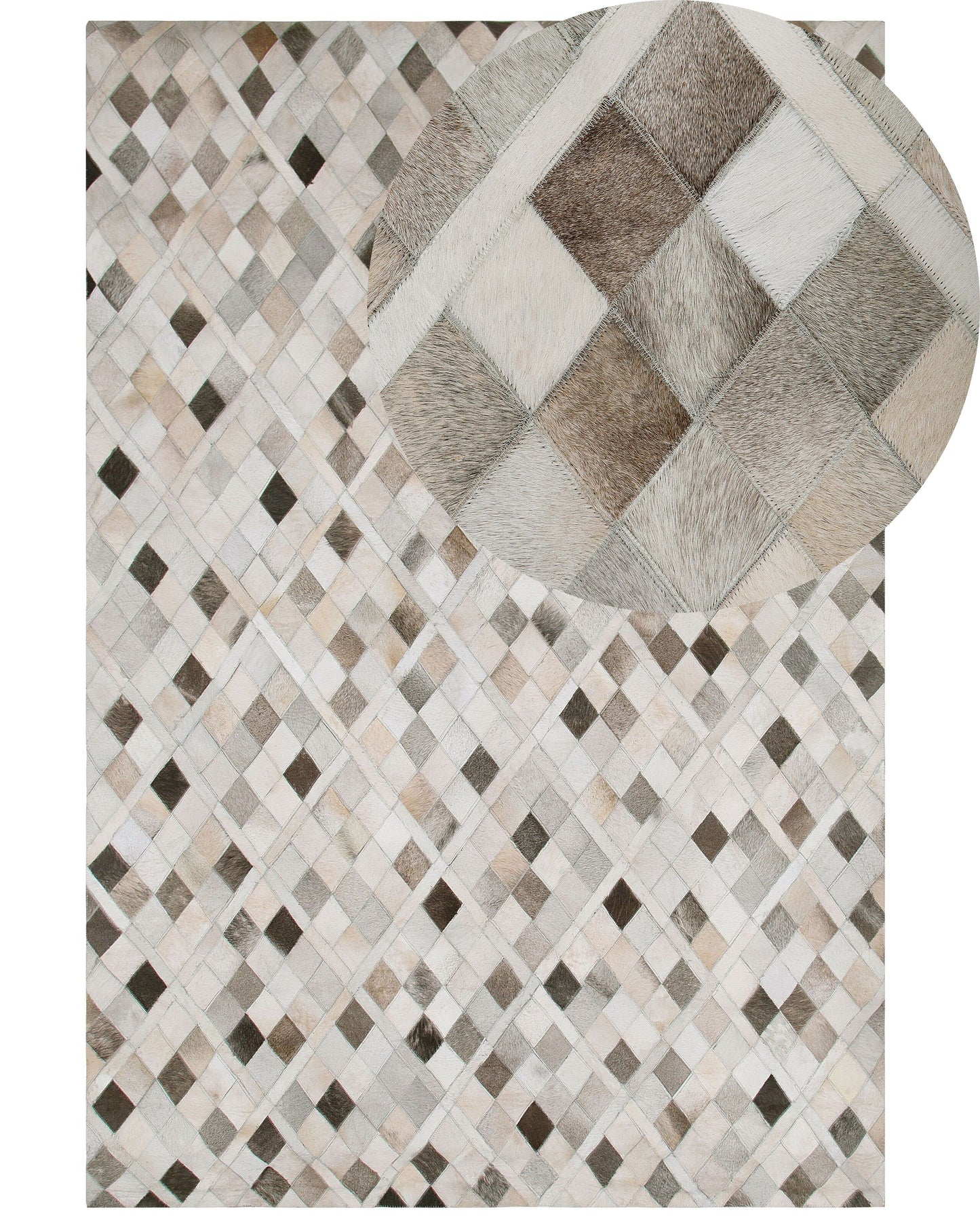 Teppich Kuhfell mehrfarbig 140 x 200 cm Patchwork Kurzflor HIRKA