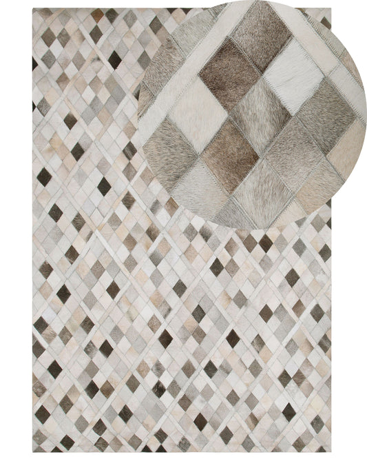 Teppich Kuhfell mehrfarbig 140 x 200 cm Patchwork Kurzflor HIRKA