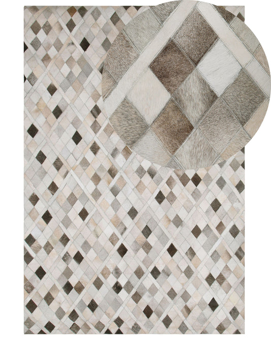 Teppich Kuhfell mehrfarbig 160 x 230 cm Patchwork Kurzflor HIRKA