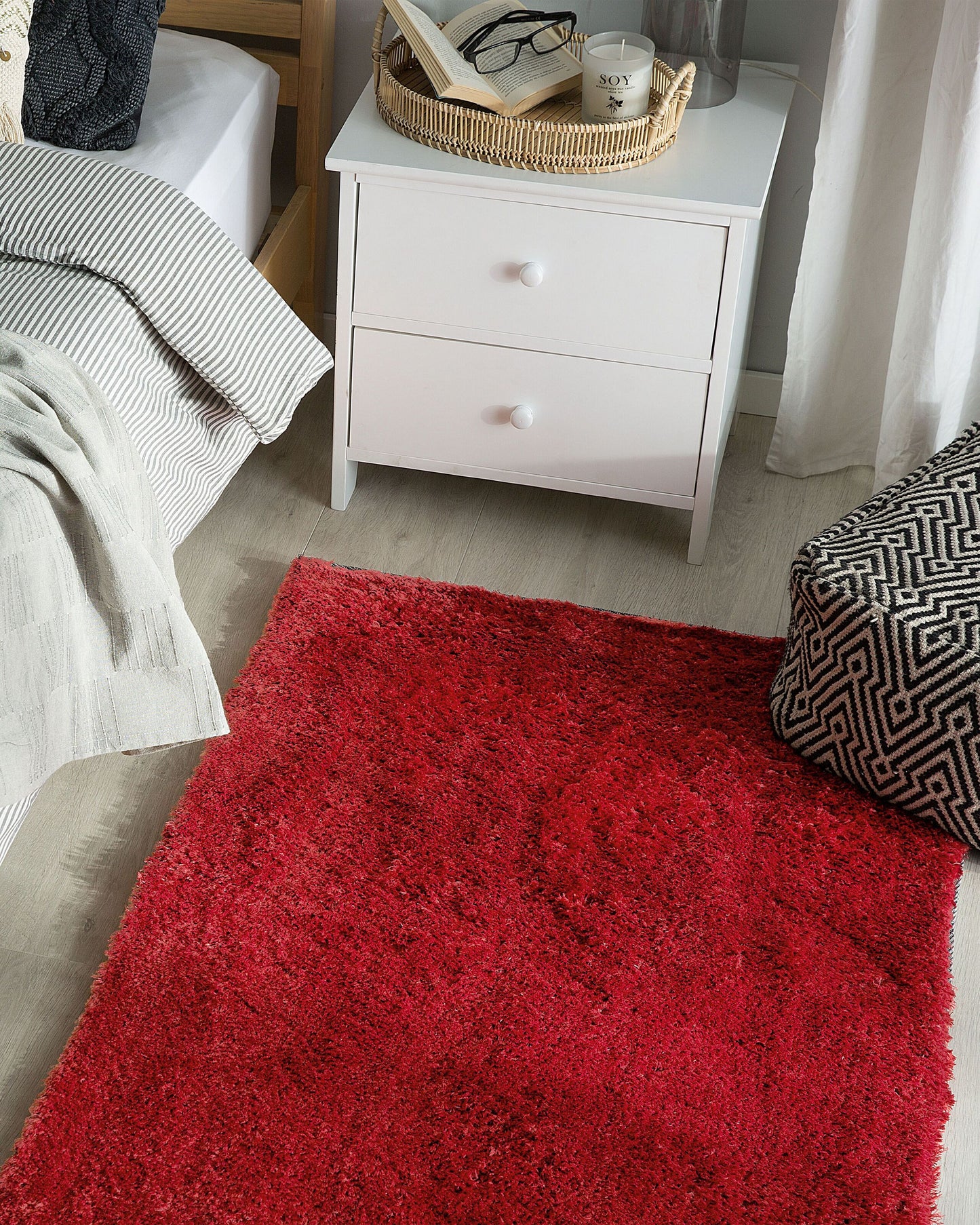 Teppich rot 80 x 150 cm Shaggy EVREN