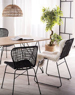 Esszimmerstuhl 2er Set Rattan Schwarz ELFROS