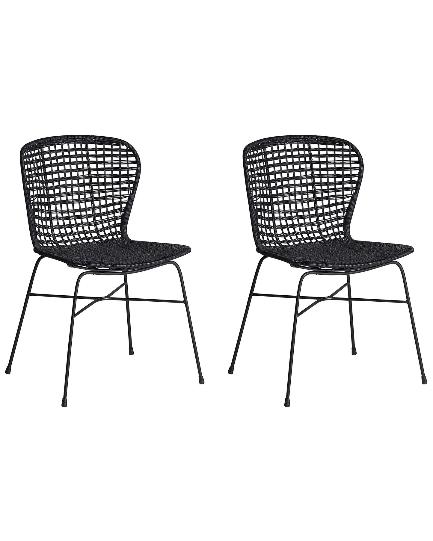 Esszimmerstuhl 2er Set Rattan Schwarz ELFROS