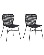 Esszimmerstuhl 2er Set Rattan Schwarz ELFROS