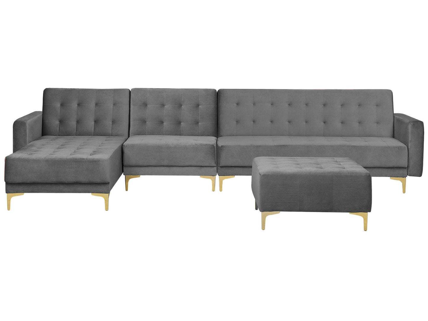 Modulsofa Samtstoff Schlaffunktion grau rechtsseitig Ottomane ABERDEEN